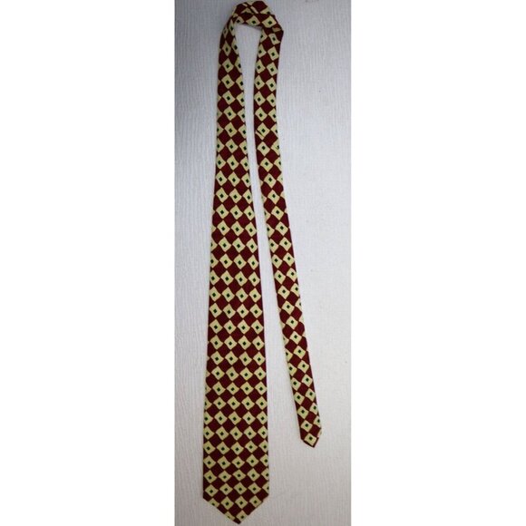 VAUDE MAZZEO - MEN'S RED & CREAM GEOMETRIC PRINT TIE - Picture 5 of 7